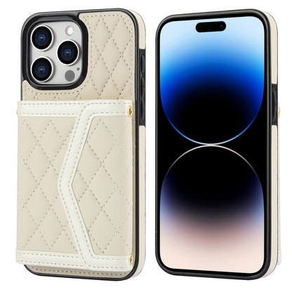 Splicing Rhombic Texture Card Bag Phone Case with Long Lanyard