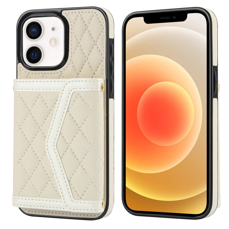 Splicing Rhombic Texture Card Bag Phone Case with Long Lanyard, For iPhone 12 / 12 Pro, For iPhone 12 Pro Max, For iPhone 12 mini, For iPhone 11 Pro Max, For iPhone 11, For iPhone 11 Pro
