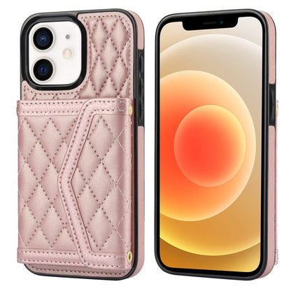 Splicing Rhombic Texture Card Bag Phone Case with Long Lanyard, For iPhone 12 / 12 Pro, For iPhone 12 Pro Max, For iPhone 12 mini, For iPhone 11 Pro Max, For iPhone 11, For iPhone 11 Pro