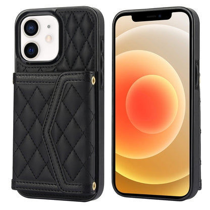 Splicing Rhombic Texture Card Bag Phone Case with Long Lanyard, For iPhone 12 / 12 Pro, For iPhone 12 Pro Max, For iPhone 12 mini, For iPhone 11 Pro Max, For iPhone 11, For iPhone 11 Pro