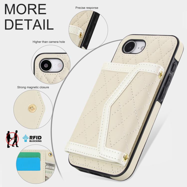 Splicing Rhombic Texture Card Bag Phone Case with Long Lanyard, For iPhone 17e / 16e, For iPhone 17 Pro Max, For iPhone 17 Pro, For iPhone 17, For iPhone Air, For iPhone 16 Pro Max, For iPhone 16 Pro, For iPhone 16 Plus, For iPhone 16                  ...