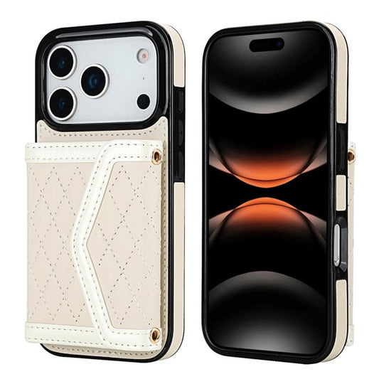 Telefonhülle mit geflochtener Rautenstruktur und Kartenfach mit langem Umhängeband, für iPhone 17e / 16e, für iPhone 17 Pro Max, für iPhone 17 Pro, für iPhone 17, für iPhone Air, für iPhone 16 Pro Max, für iPhone 16 Pro, für iPhone 16 Plus, für iPhone 16