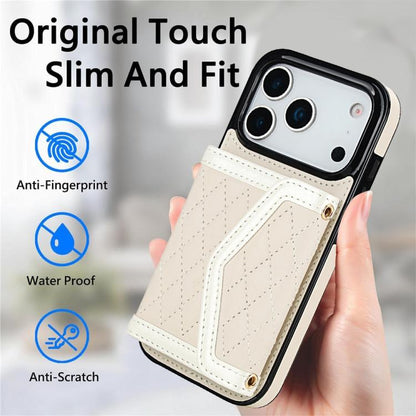 Splicing Rhombic Texture Card Bag Phone Case with Long Lanyard, For iPhone 18 Pro / 17 Pro, For iPhone 18 Pro Max / 17 Pro Max, For iPhone 17e / 16e, For iPhone 17, For iPhone Air, For iPhone 16 Pro Max, For iPhone 16 Pro, For iPhone 16 Plus           ...