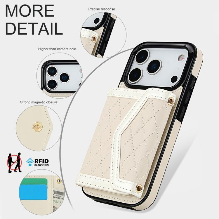 Splicing Rhombic Texture Card Bag Phone Case with Long Lanyard, For iPhone 18 Pro / 17 Pro, For iPhone 18 Pro Max / 17 Pro Max, For iPhone 17e / 16e, For iPhone 17, For iPhone Air, For iPhone 16 Pro Max, For iPhone 16 Pro, For iPhone 16 Plus           ...