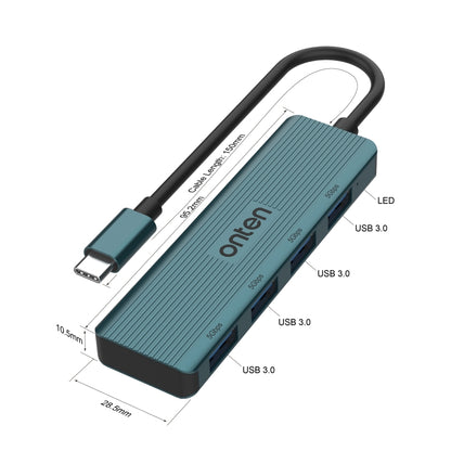 Onten UC621 5Gbps USB-C / Type-C to USB 3.2 Gen1 4 in 1 Multi-function HUB Docking Station, UC621