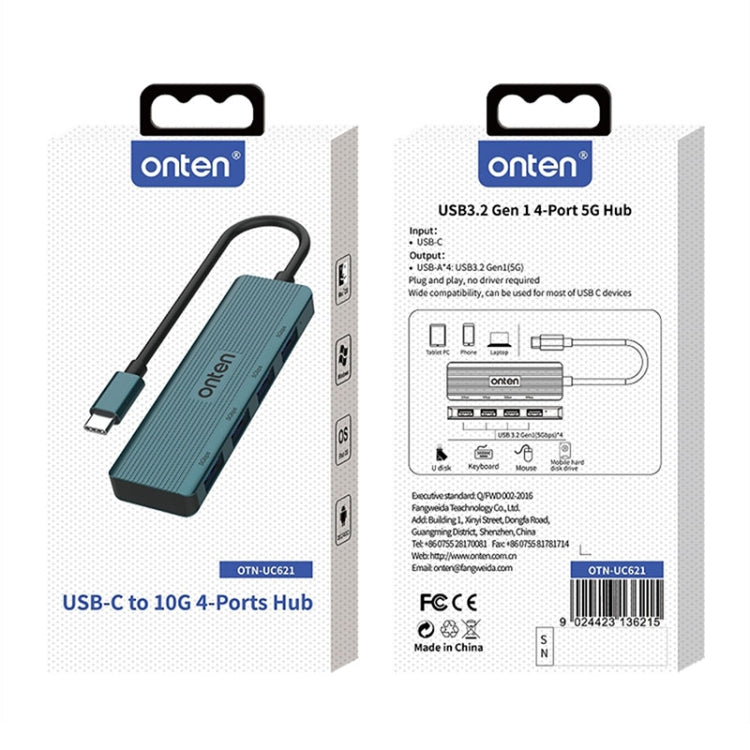 Onten UC621 5Gbps USB-C / Type-C to USB 3.2 Gen1 4 in 1 Multi-function HUB Docking Station, UC621
