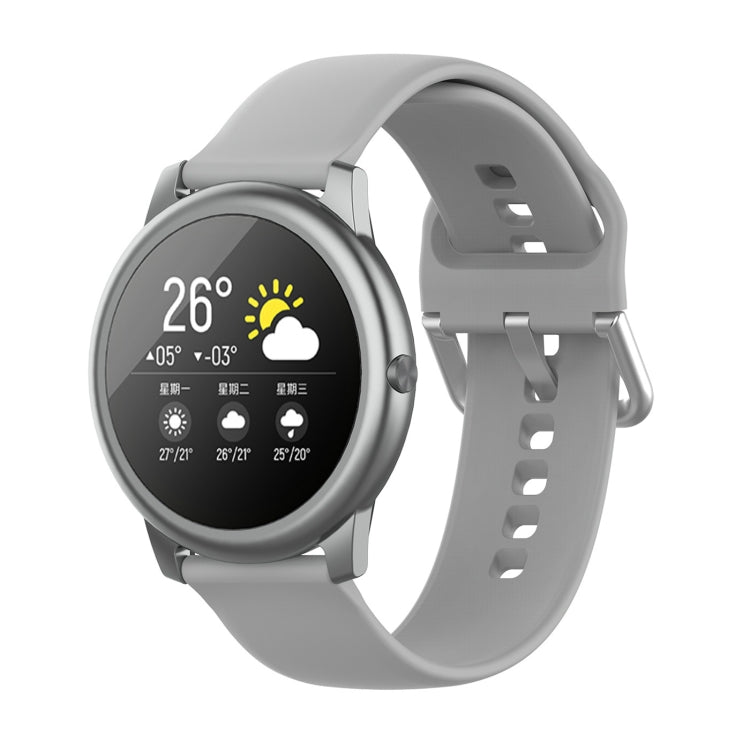Silicone Solid Color Silver Buckle Strap, Size: 22mm, For Xiaomi Haylou Solar LS05