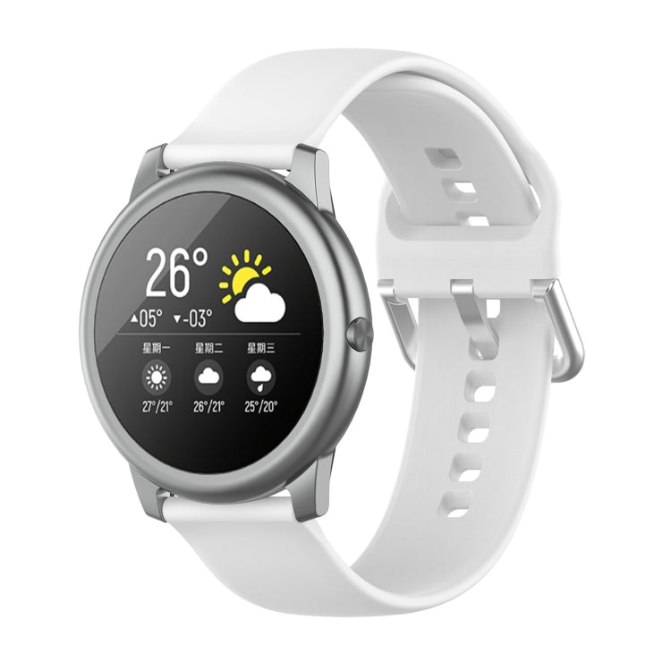 Silicone Solid Color Silver Buckle Strap, Size: 22mm, For Xiaomi Haylou Solar LS05