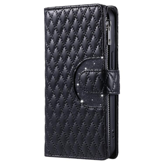 Glitter Lattice Zipper Wallet Leather Phone Case, For Motorola Edge 60 Pro, For Motorola Edge 60 Fusion, For Motorola Edge 50 Neo, For Motorola Moto E14, For Motorola Moto G85