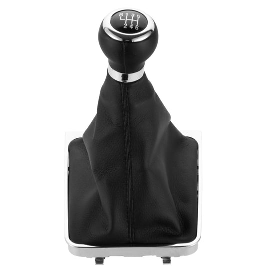 For Volkswagen Passat B6 2005-2011 Car Gear Lever Hand Ball Leather Gear Shift Knob with Chrome Frame, 6 Speed, 5 Speed