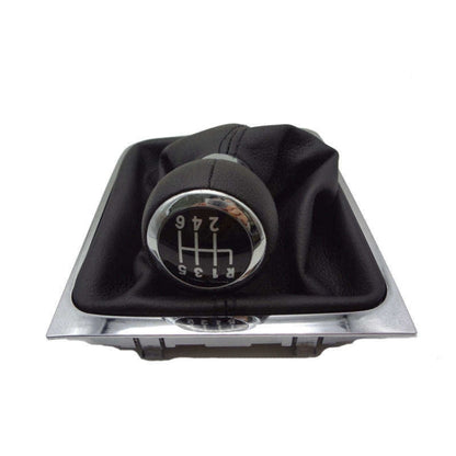 For Volkswagen Passat B6 2005-2011 Car Gear Lever Hand Ball Leather Gear Shift Knob with Chrome Frame, 6 Speed, 5 Speed