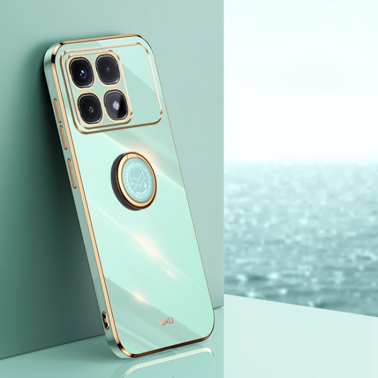 XINLI Straight Edge 6D Electroplate TPU Phone Case with Ring Holder, For Redmi Note 14 Pro 4G Global, For Redmi Note 14 4G 163.25mm, For Redmi Note 14 5G Global, For Redmi K70 Ultra, For Redmi 13 4G, For Xiaomi Redmi Turbo 3