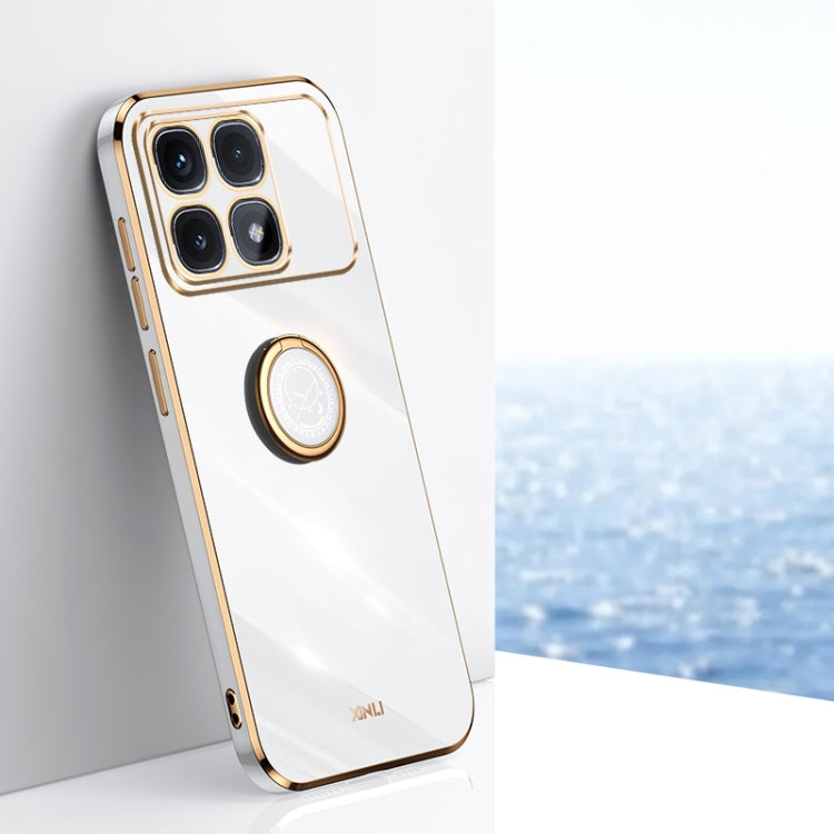XINLI Straight Edge 6D Electroplate TPU Phone Case with Ring Holder, For Redmi Note 14 Pro 4G Global, For Redmi Note 14 4G 163.25mm, For Redmi Note 14 5G Global, For Redmi K70 Ultra, For Redmi 13 4G, For Xiaomi Redmi Turbo 3