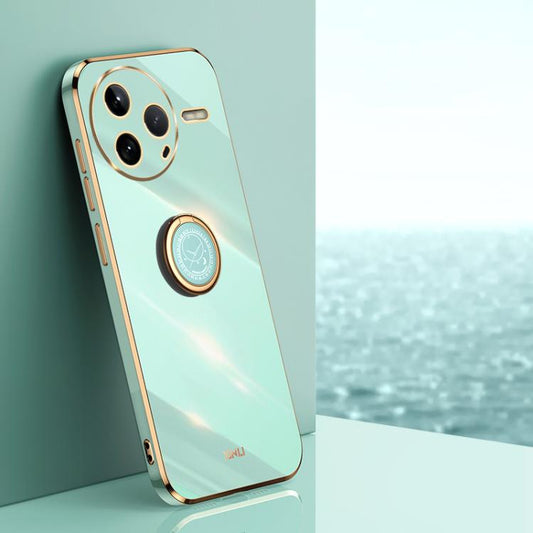 XINLI Straight Edge 6D Electroplate TPU Phone Case with Ring Holder, For Redmi K80, For Redmi Note 14 Pro 4G Global, For Redmi Note 14 4G 163.25mm, For Redmi Note 14 5G Global, For Redmi K70 Ultra, For Redmi 13 4G, For Xiaomi Redmi Turbo 3