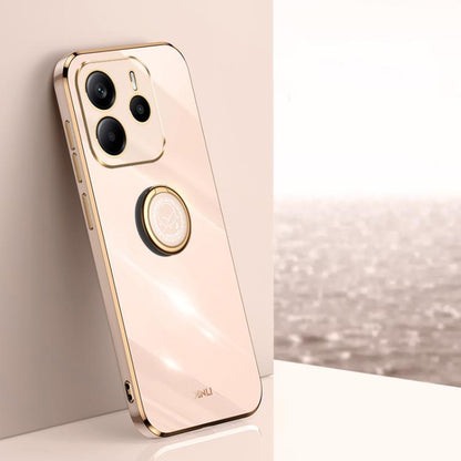 XINLI Straight Edge 6D Electroplate TPU Phone Case with Ring Holder, For Redmi Note 14 Pro 4G Global, For Redmi Note 14 4G 163.25mm, For Redmi Note 14 5G Global, For Redmi K70 Ultra, For Redmi 13 4G, For Xiaomi Redmi Turbo 3