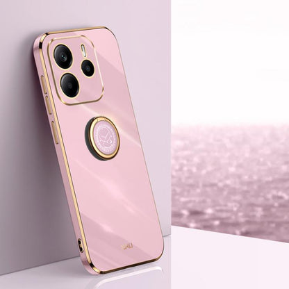 XINLI Straight Edge 6D Electroplate TPU Phone Case with Ring Holder, For Redmi Note 14 Pro 4G Global, For Redmi Note 14 4G 163.25mm, For Redmi Note 14 5G Global, For Redmi K70 Ultra, For Redmi 13 4G, For Xiaomi Redmi Turbo 3
