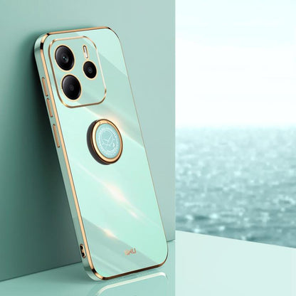 XINLI Straight Edge 6D Electroplate TPU Phone Case with Ring Holder, For Redmi Note 14 Pro 4G Global, For Redmi Note 14 4G 163.25mm, For Redmi Note 14 5G Global, For Redmi K70 Ultra, For Redmi 13 4G, For Xiaomi Redmi Turbo 3