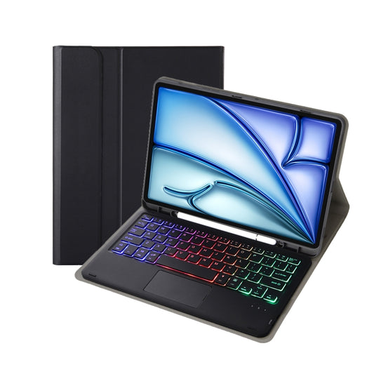 A098B-AS Detachable Ultra-Thin Backlit Bluetooth Touch Keyboard Leather Tablet Case with Pen Slot, For iPad Air 11 2025 / 2024 / Air 5 10.9 / Air 4