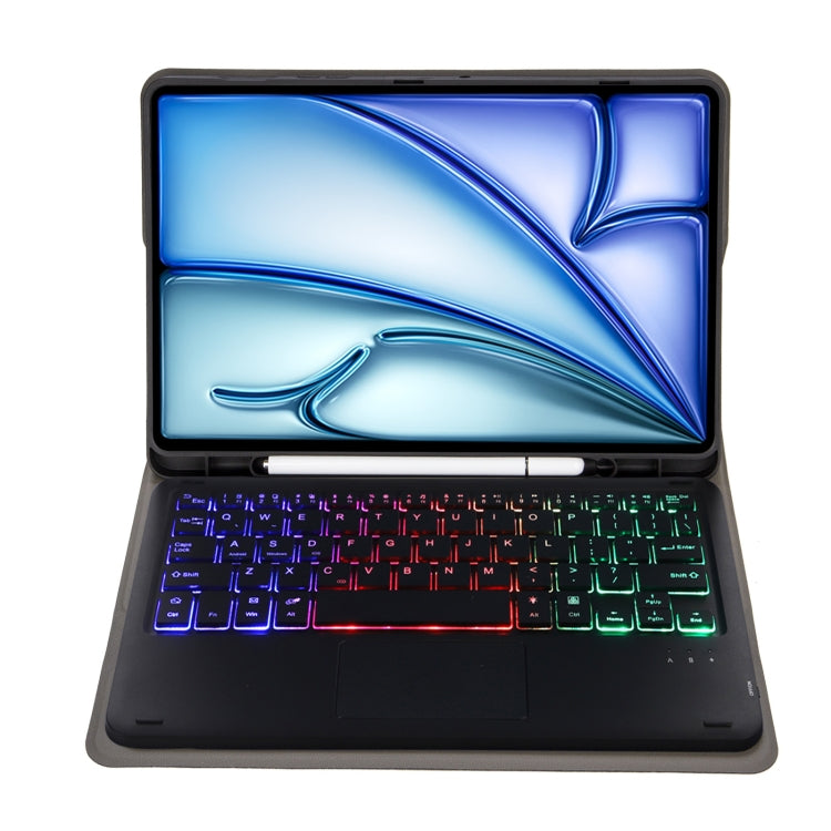 A098B-AS Detachable Ultra-Thin Backlit Bluetooth Touch Keyboard Leather Tablet Case with Pen Slot, For iPad Air 11 2025 / 2024 / Air 5 10.9 / Air 4