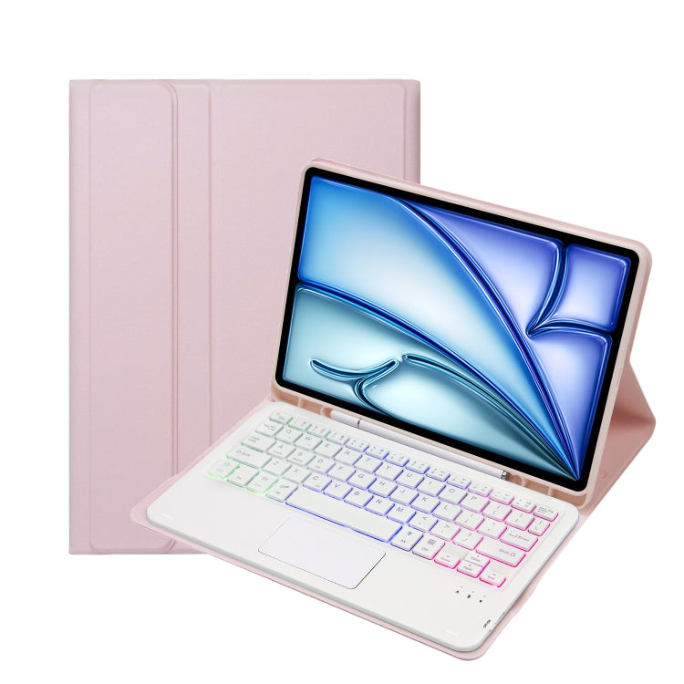 A098B-AS Detachable Ultra-Thin Backlit Bluetooth Touch Keyboard Leather Tablet Case with Pen Slot, For iPad Air 11 2025 / 2024 / Air 5 10.9 / Air 4