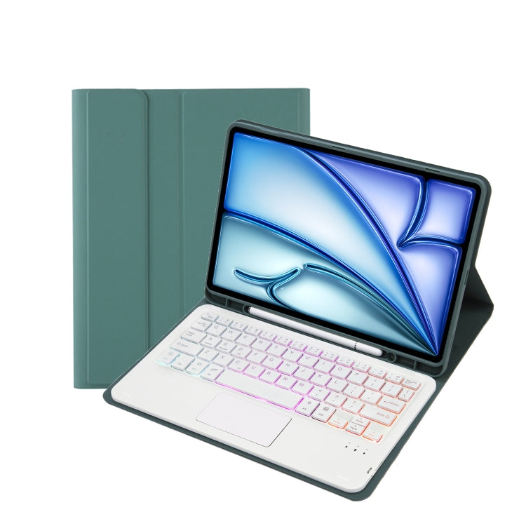 A098B-AS Detachable Ultra-Thin Backlit Bluetooth Touch Keyboard Leather Tablet Case with Pen Slot, For iPad Air 11 2025 / 2024 / Air 5 10.9 / Air 4