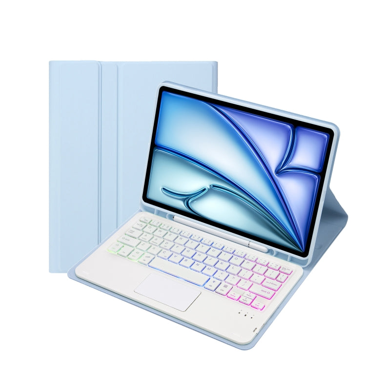 A098B-AS Detachable Ultra-Thin Backlit Bluetooth Touch Keyboard Leather Tablet Case with Pen Slot, For iPad Air 11 2025 / 2024 / Air 5 10.9 / Air 4