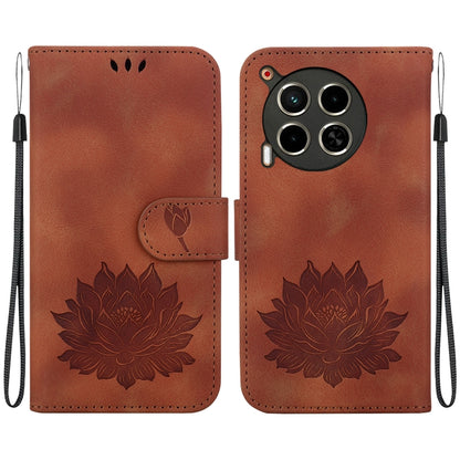 Lotus Embossed Leather Phone Case, For Tecno Camon 30 Premier 5G, For Tecno Pova 6 / Pova 6 Pro, For Tecno Camon 30 Pro, For Tecno Camon 30 4G / 5G, For Tecno Spark 20 Pro+, For Tecno Spark 20 Pro, For Tecno Spark G0 2024 / Spark 20                    ...