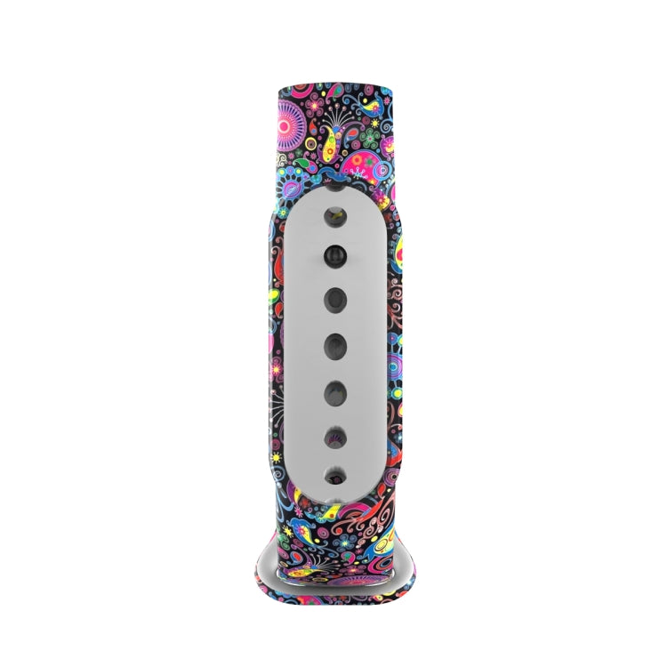For Xiaomi Mi Band 5 TPU Replacement Strap Watchband, Peacock, Splash Ink, Skull, Butterflies, Colorful Skull, Facebook, Birds and Flowers, Blue Rose, Flamingo, Dog Paw, Stripe, Grass, Yellow Leopard, Gorgeous Starry Sky, Red Lips