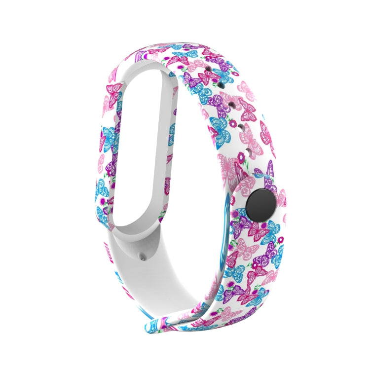 For Xiaomi Mi Band 5 TPU Replacement Strap Watchband, Peacock, Splash Ink, Skull, Butterflies, Colorful Skull, Facebook, Birds and Flowers, Blue Rose, Flamingo, Dog Paw, Stripe, Grass, Yellow Leopard, Gorgeous Starry Sky, Red Lips