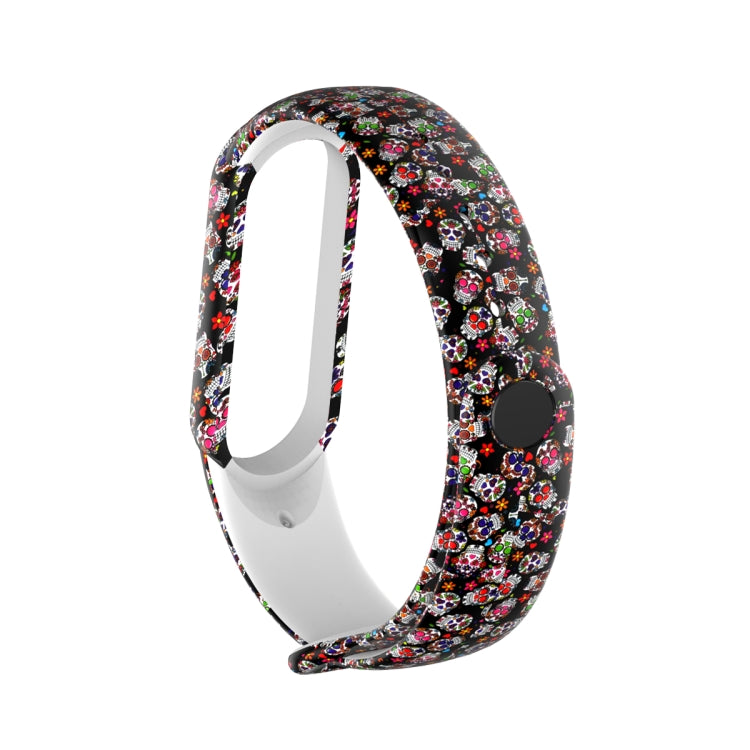 For Xiaomi Mi Band 5 TPU Replacement Strap Watchband, Peacock, Splash Ink, Skull, Butterflies, Colorful Skull, Facebook, Birds and Flowers, Blue Rose, Flamingo, Dog Paw, Stripe, Grass, Yellow Leopard, Gorgeous Starry Sky, Red Lips