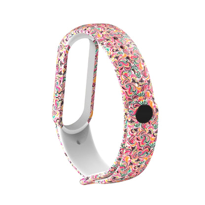 For Xiaomi Mi Band 5 TPU Replacement Strap Watchband, Peacock, Splash Ink, Skull, Butterflies, Colorful Skull, Facebook, Birds and Flowers, Blue Rose, Flamingo, Dog Paw, Stripe, Grass, Yellow Leopard, Gorgeous Starry Sky, Red Lips