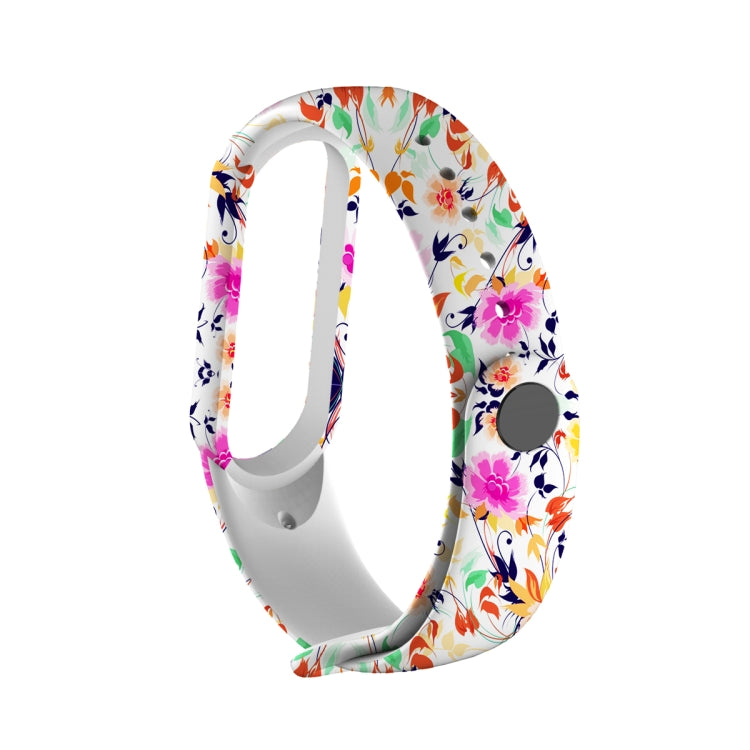 For Xiaomi Mi Band 5 TPU Replacement Strap Watchband, Peacock, Splash Ink, Skull, Butterflies, Colorful Skull, Facebook, Birds and Flowers, Blue Rose, Flamingo, Dog Paw, Stripe, Grass, Yellow Leopard, Gorgeous Starry Sky, Red Lips