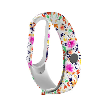For Xiaomi Mi Band 5 TPU Replacement Strap Watchband, Peacock, Splash Ink, Skull, Butterflies, Colorful Skull, Facebook, Birds and Flowers, Blue Rose, Flamingo, Dog Paw, Stripe, Grass, Yellow Leopard, Gorgeous Starry Sky, Red Lips