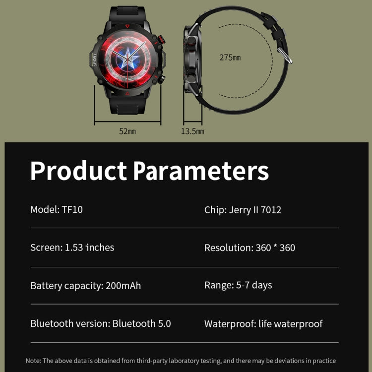 TF10 Pro 1.53 inch BT5.2 IP67 Sport Smart Watch, Support Bluetooth Call / Sleep / Blood Oxygen / Heart Rate / Long Sitting Health Monitor