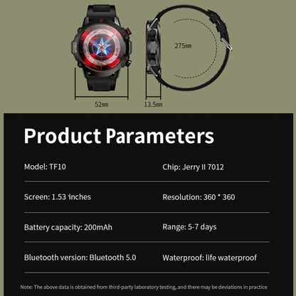 TF10 Pro 1.53 inch BT5.2 IP67 Sport Smart Watch, Support Bluetooth Call / Sleep / Blood Oxygen / Heart Rate / Long Sitting Health Monitor