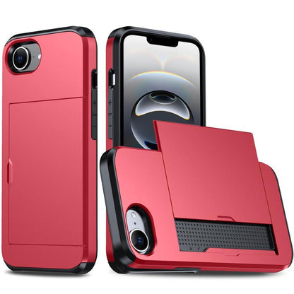 Shockproof Armor Phone Case with Card Slot, For iPhone 17e / 16e, For iPhone 17 Pro Max, For iPhone 17 Pro, For iPhone 17, For iPhone Air, For iPhone 16 Pro Max, For iPhone 16 Pro, For iPhone 16 Plus