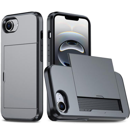 Shockproof Armor Phone Case with Card Slot, For iPhone 17e / 16e, For iPhone 17 Pro Max, For iPhone 17 Pro, For iPhone 17, For iPhone Air, For iPhone 16 Pro Max, For iPhone 16 Pro, For iPhone 16 Plus