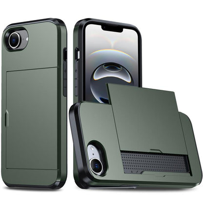 Shockproof Armor Phone Case with Card Slot, For iPhone 17e / 16e, For iPhone 17 Pro Max, For iPhone 17 Pro, For iPhone 17, For iPhone Air, For iPhone 16 Pro Max, For iPhone 16 Pro, For iPhone 16 Plus