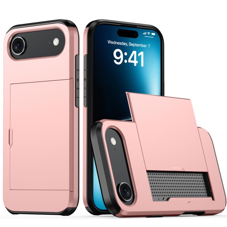 Shockproof Armor Phone Case with Card Slot, For iPhone 17e / 16e, For iPhone 17 Pro Max, For iPhone 17 Pro, For iPhone 17, For iPhone Air, For iPhone 16 Pro Max, For iPhone 16 Pro, For iPhone 16 Plus