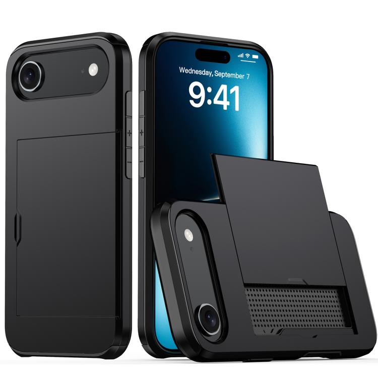 Shockproof Armor Phone Case with Card Slot, For iPhone 17e / 16e, For iPhone 17 Pro Max, For iPhone 17 Pro, For iPhone 17, For iPhone Air, For iPhone 16 Pro Max, For iPhone 16 Pro, For iPhone 16 Plus