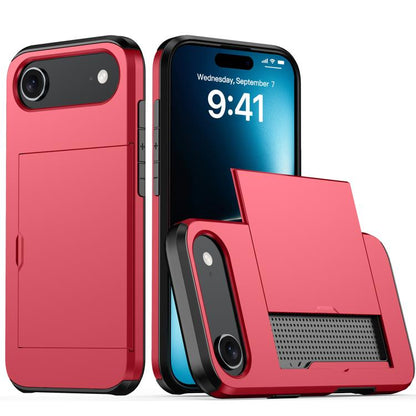 Shockproof Armor Phone Case with Card Slot, For iPhone 17e / 16e, For iPhone 17 Pro Max, For iPhone 17 Pro, For iPhone 17, For iPhone Air, For iPhone 16 Pro Max, For iPhone 16 Pro, For iPhone 16 Plus
