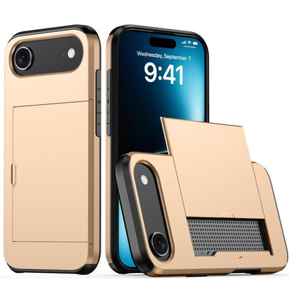 Shockproof Armor Phone Case with Card Slot, For iPhone 17e / 16e, For iPhone 17 Pro Max, For iPhone 17 Pro, For iPhone 17, For iPhone Air, For iPhone 16 Pro Max, For iPhone 16 Pro, For iPhone 16 Plus