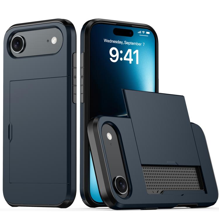 Shockproof Armor Phone Case with Card Slot, For iPhone 17e / 16e, For iPhone 17 Pro Max, For iPhone 17 Pro, For iPhone 17, For iPhone Air, For iPhone 16 Pro Max, For iPhone 16 Pro, For iPhone 16 Plus