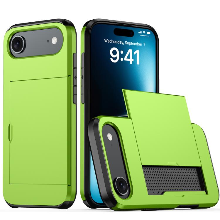 Shockproof Armor Phone Case with Card Slot, For iPhone 17e / 16e, For iPhone 17 Pro Max, For iPhone 17 Pro, For iPhone 17, For iPhone Air, For iPhone 16 Pro Max, For iPhone 16 Pro, For iPhone 16 Plus