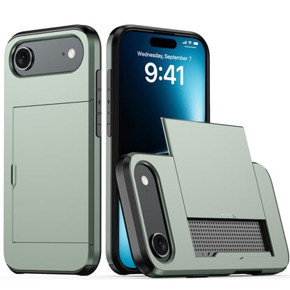 Shockproof Armor Phone Case with Card Slot, For iPhone 17e / 16e, For iPhone 17 Pro Max, For iPhone 17 Pro, For iPhone 17, For iPhone Air, For iPhone 16 Pro Max, For iPhone 16 Pro, For iPhone 16 Plus