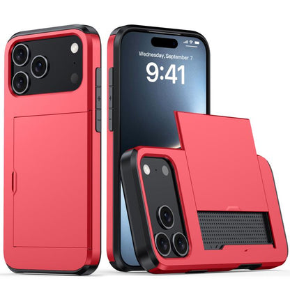 Shockproof Armor Phone Case with Card Slot, For iPhone 17e / 16e, For iPhone 17 Pro Max, For iPhone 17 Pro, For iPhone 17, For iPhone Air, For iPhone 16 Pro Max, For iPhone 16 Pro, For iPhone 16 Plus