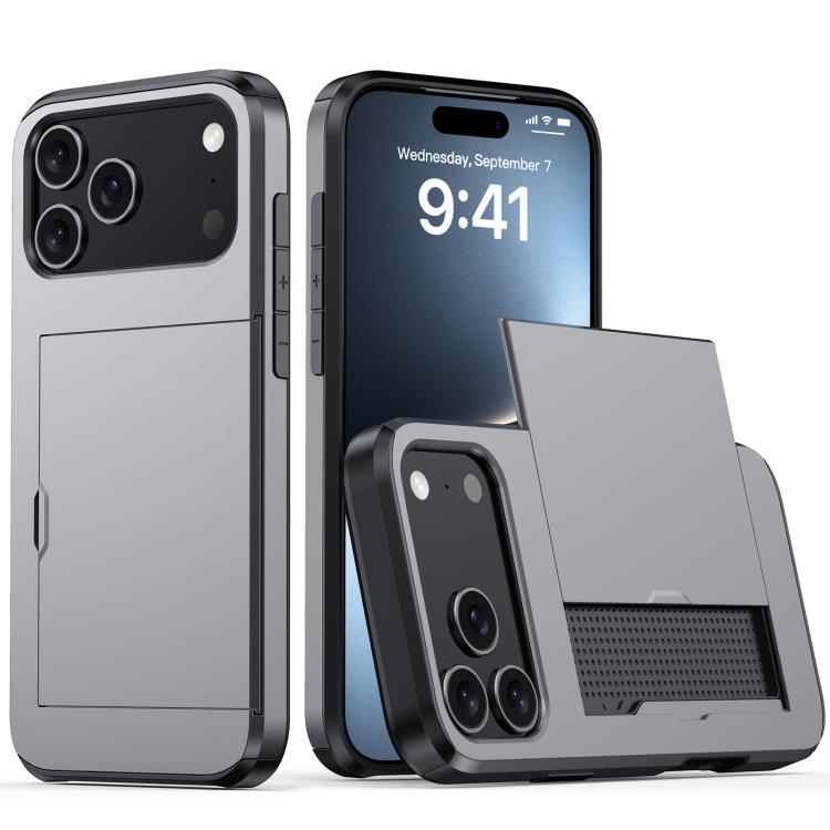 Shockproof Armor Phone Case with Card Slot, For iPhone 17e / 16e, For iPhone 17 Pro Max, For iPhone 17 Pro, For iPhone 17, For iPhone Air, For iPhone 16 Pro Max, For iPhone 16 Pro, For iPhone 16 Plus
