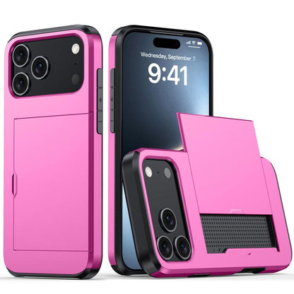 Shockproof Armor Phone Case with Card Slot, For iPhone 17e / 16e, For iPhone 17 Pro Max, For iPhone 17 Pro, For iPhone 17, For iPhone Air, For iPhone 16 Pro Max, For iPhone 16 Pro, For iPhone 16 Plus