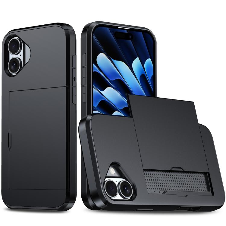 Shockproof Armor Phone Case with Card Slot, For iPhone 17e / 16e, For iPhone 17 Pro Max, For iPhone 17 Pro, For iPhone 17, For iPhone Air, For iPhone 16 Pro Max, For iPhone 16 Pro, For iPhone 16 Plus