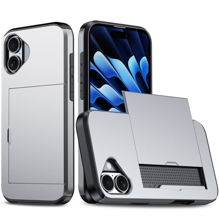 Shockproof Armor Phone Case with Card Slot, For iPhone 17e / 16e, For iPhone 17 Pro Max, For iPhone 17 Pro, For iPhone 17, For iPhone Air, For iPhone 16 Pro Max, For iPhone 16 Pro, For iPhone 16 Plus